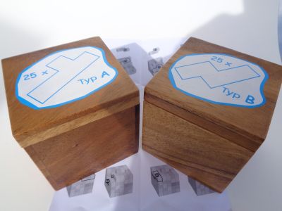 Set Typ A + Typ B Würfel – Doppelte Puzzle-Herausforderung aus Holz