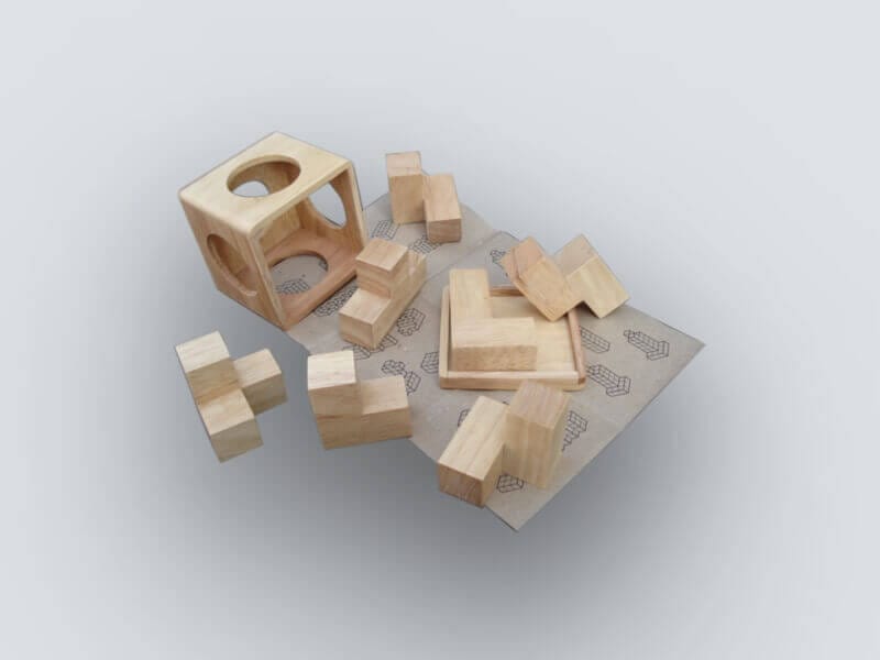 Würfel-Puzzle aus Holz – 3D-Knobelspiel – Bild 2