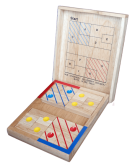 Red and Blue Schiebepuzzle aus Holz – Logikspiel für 1 Person