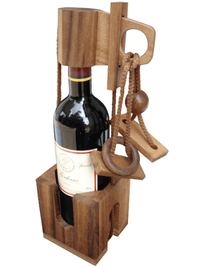 Flaschentresor aus dunklem Holz