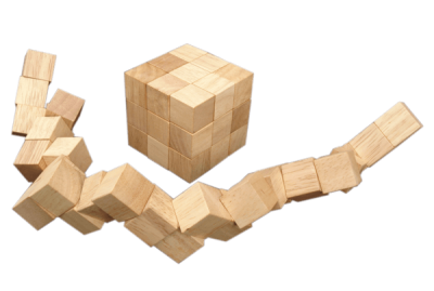 Schlangenwürfel aus Holz – 27 Teile zum 3×3-Würfel falten