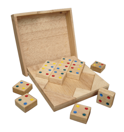 Farbdomino aus Holz – Logikpuzzle mit 9 Spielsteinen