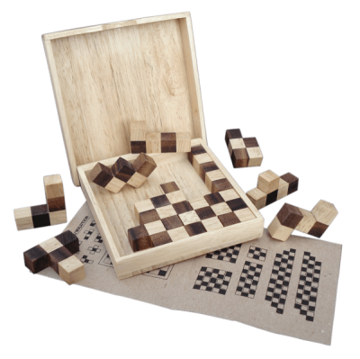 Schachbrett-Puzzle aus Holz – Logikspiel für 1 Person